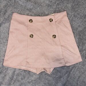 Altar'd State Pink Houndstooth Skort with Button Accents Preppy Style Size M